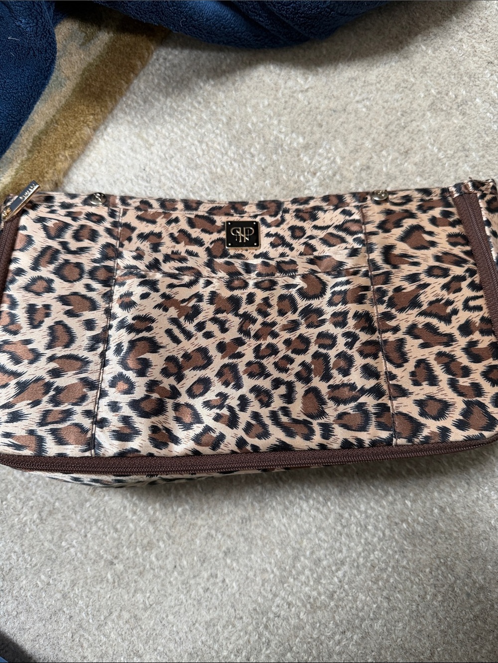 PurseN Leopard Print Cosmetic Bag in Brown and Black